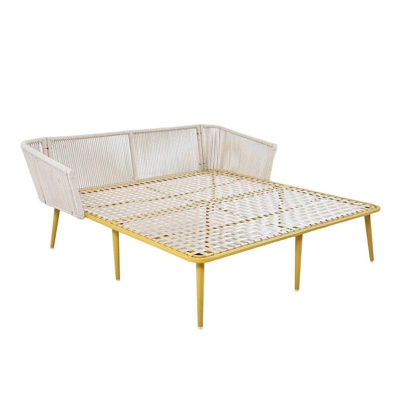 Daybed da esterno con schienale in corda di nylon intrecciata e cuscini lavabili
