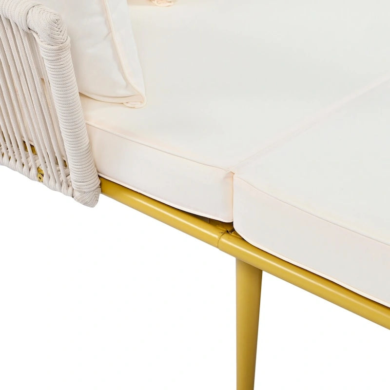 Daybed da esterno con schienale in corda di nylon intrecciata e cuscini lavabili