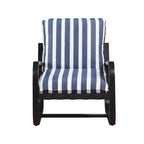 Sedia a sdraio da esterno Auburn rivestita in tessuto a righe blu e bianche di Greyson Living