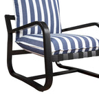 Sedia a sdraio da esterno Auburn rivestita in tessuto a righe blu e bianche di Greyson Living