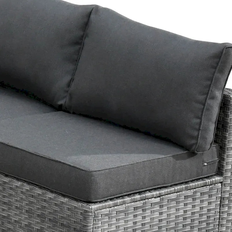 HOOOWOOO Set da 8 Pezzi di Mobili da Esterno in Rattan per Patio, Divano e Braciere