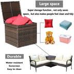 Set da conversazione da patio in vimini 3 pezzi con cuscini beige