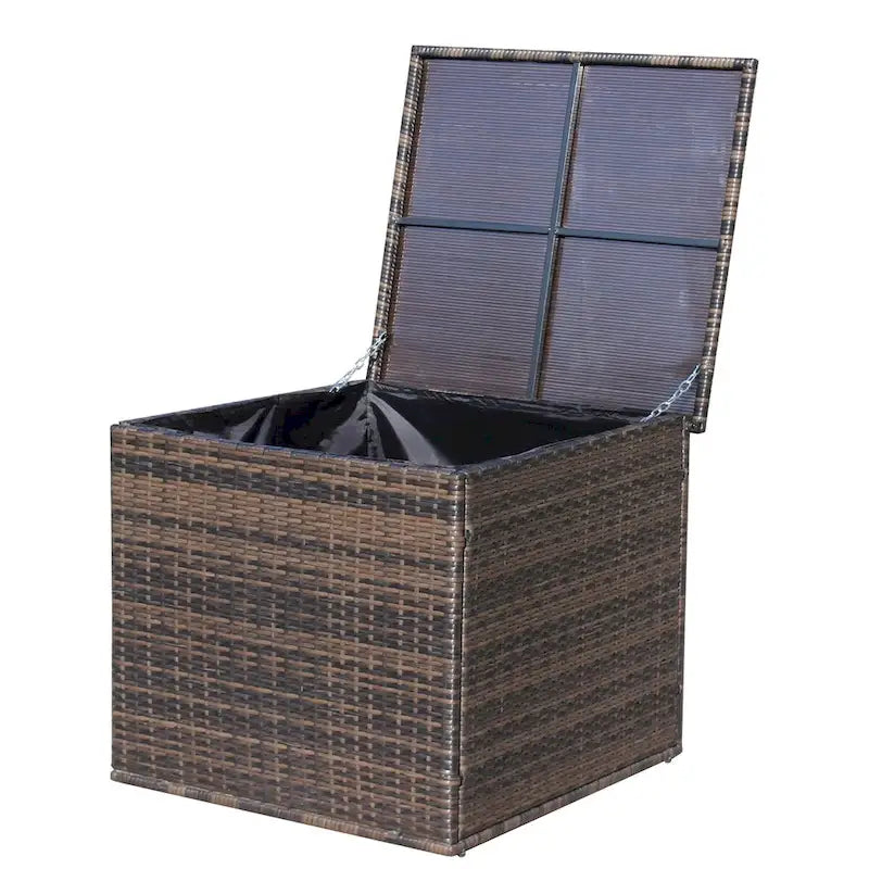 Set da conversazione da patio in vimini 3 pezzi con cuscini beige