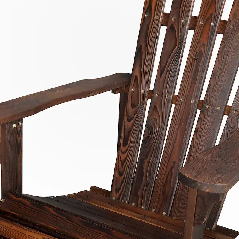 Sedia singola da giardino in legno con poggiapiedi