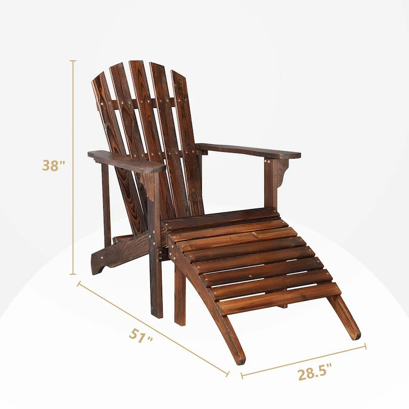 Sedia singola da giardino in legno con poggiapiedi