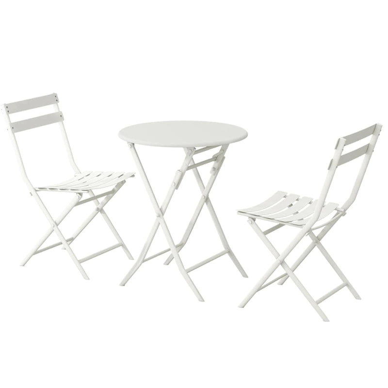 Set da Bistrò per Esterno da 3 Pezzi con Tavolo Rotondo Pieghevole e Sedie