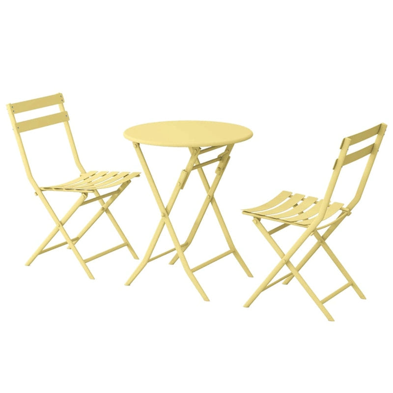 Set da Bistrò per Esterno da 3 Pezzi con Tavolo Rotondo Pieghevole e Sedie