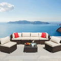 Rattan Sectional Sofa Conversation Set With Coffee Table