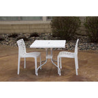 Set lounge da esterno 3 pezzi con tavolo quadrato Lyra e sedie patio Karissa