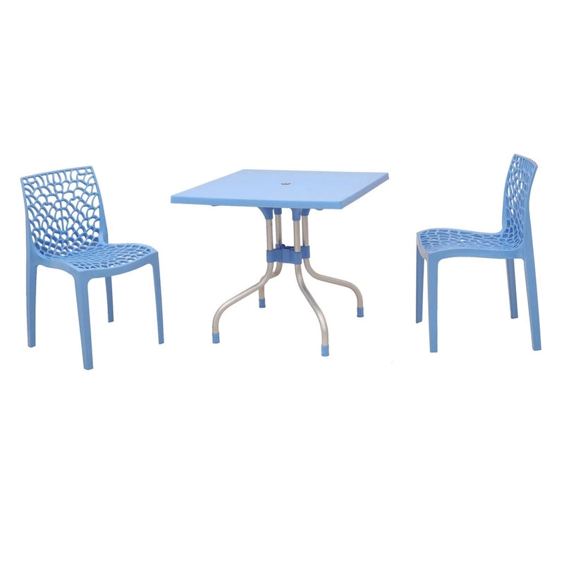 Set lounge da esterno 3 pezzi con tavolo quadrato Lyra e sedie patio Karissa