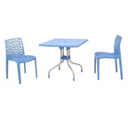 Set lounge da esterno 3 pezzi con tavolo quadrato Lyra e sedie patio Karissa