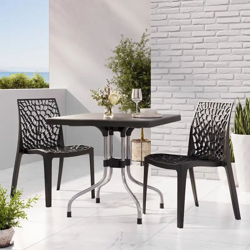 Set lounge da esterno 3 pezzi con tavolo quadrato Lyra e sedie patio Karissa