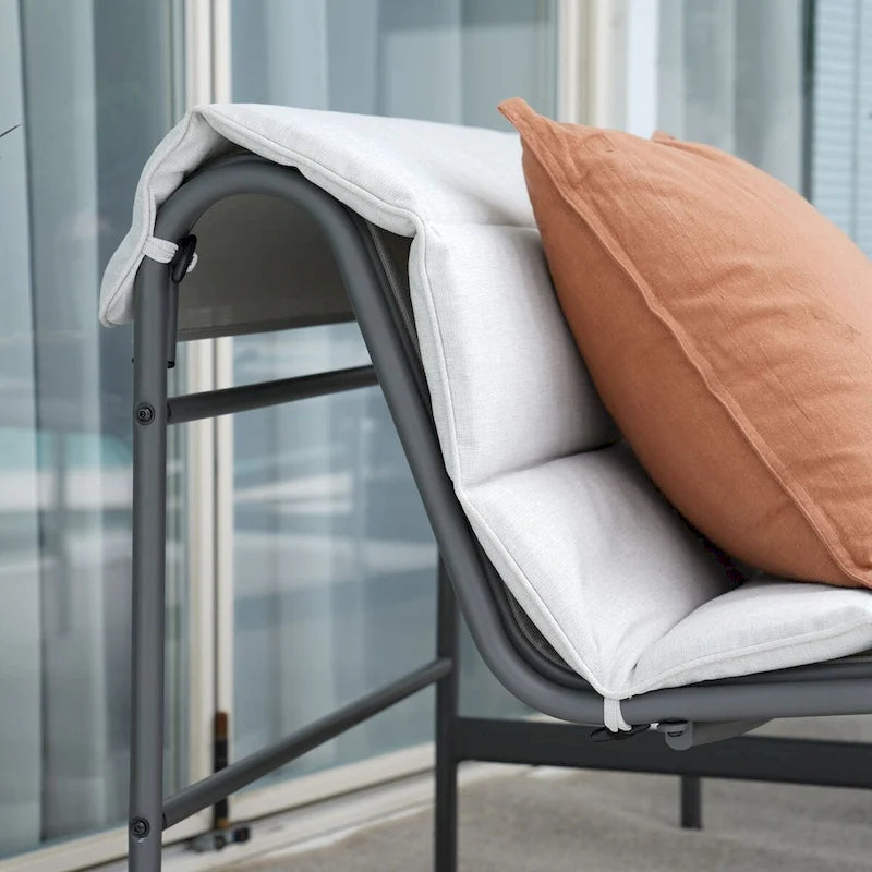 Set da 3 Pezzi con Chaise Longue da Esterno e Tavolino con Cuscini Sfoderabili