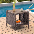 BONOSUKI Set divano da esterno 3 pezzi con tavolino, in rattan marrone