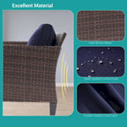 BONOSUKI Set divano da esterno 3 pezzi con tavolino, in rattan marrone
