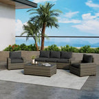 6-Piece Outdoor Wicker Sectional Sofa Set With Cushions And Coffee Table
