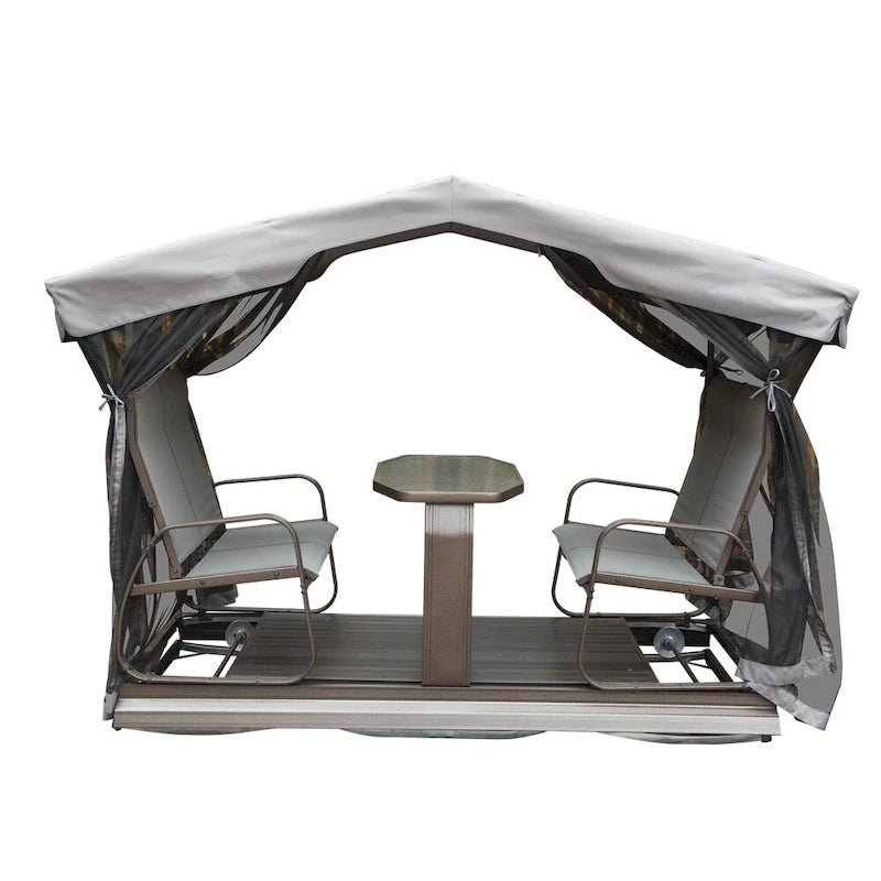 4-Seat Outdoor Glider Benches with Canopy, Aluminum Frame