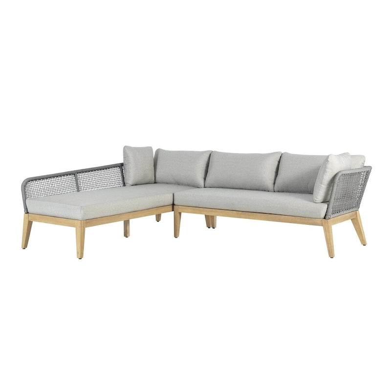Divano componibile da esterni Cypress Teak Wood 2 pezzi con chaise longue a sinistra