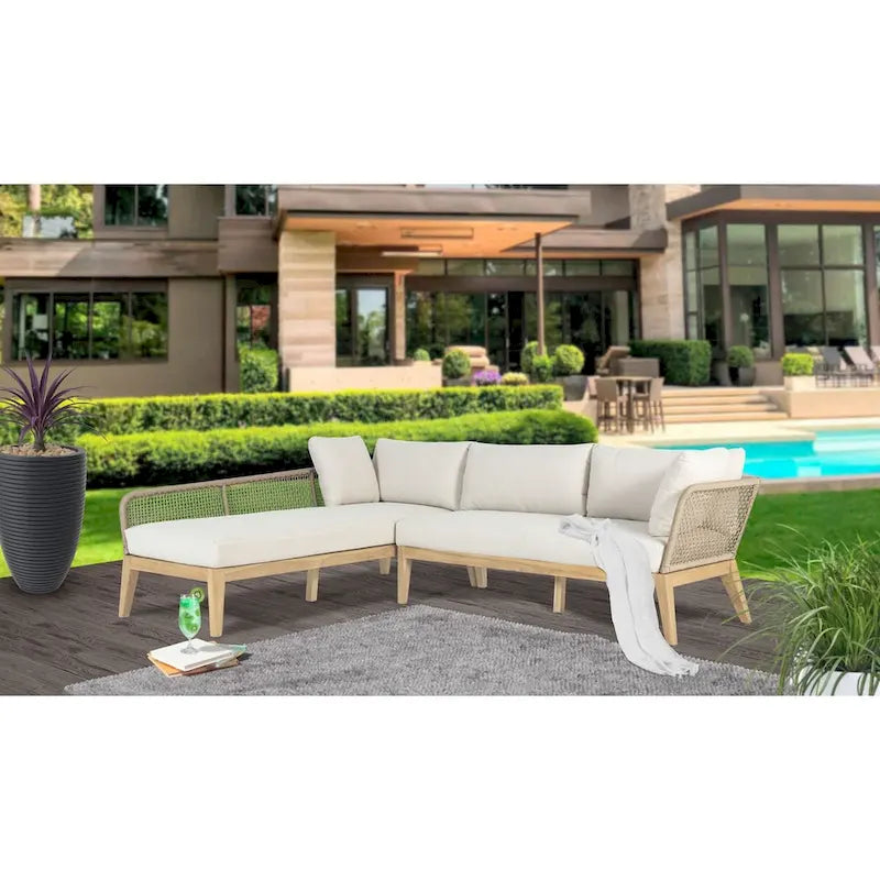 Divano componibile da esterni Cypress Teak Wood 2 pezzi con chaise longue a sinistra