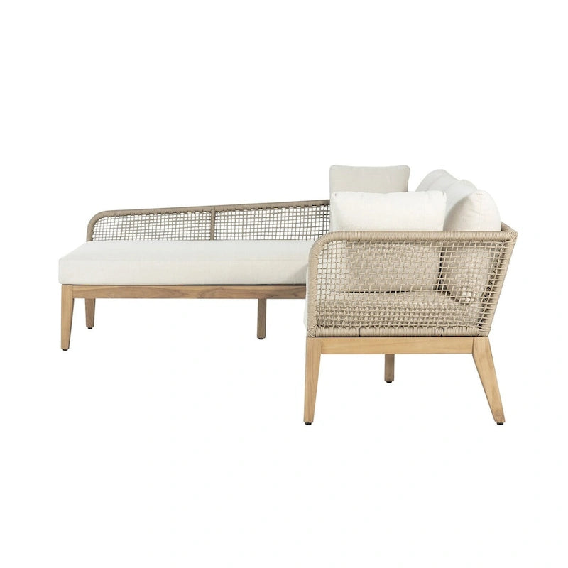 Divano componibile da esterni Cypress Teak Wood 2 pezzi con chaise longue a sinistra