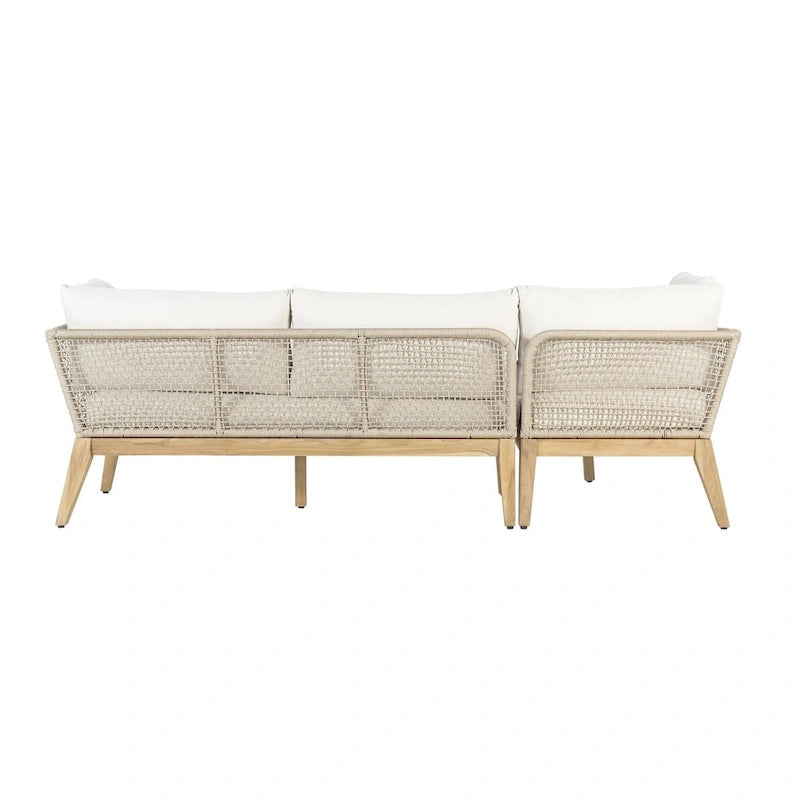 Divano componibile da esterni Cypress Teak Wood 2 pezzi con chaise longue a sinistra