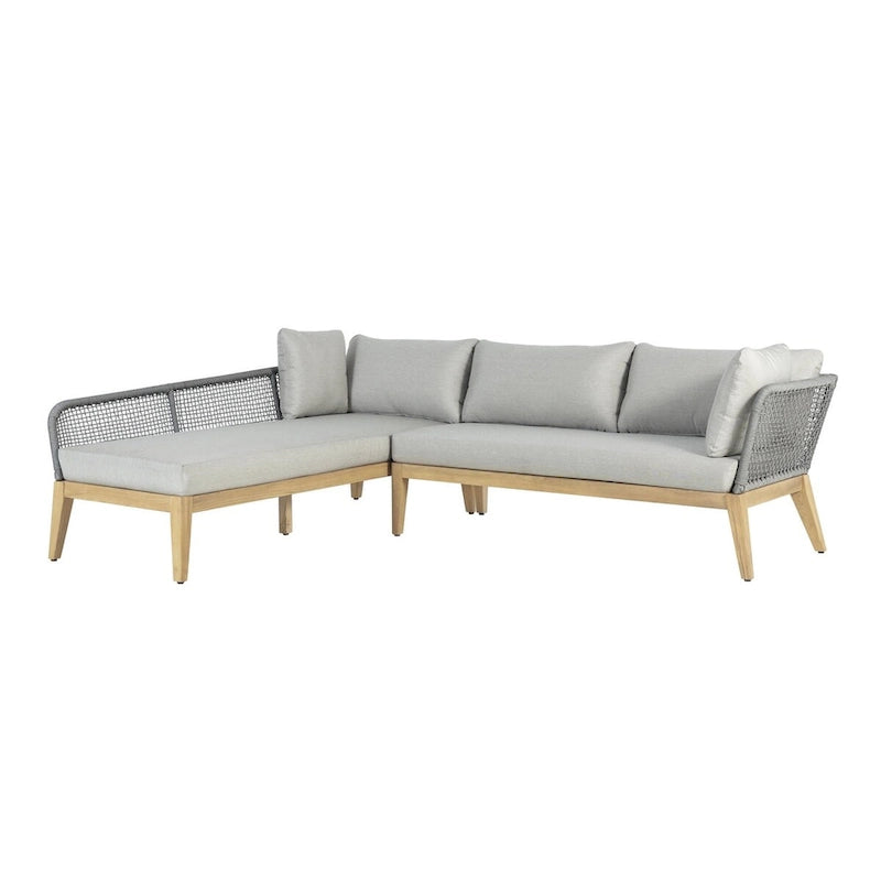 Divano componibile da esterni Cypress Teak Wood 2 pezzi con chaise longue a sinistra