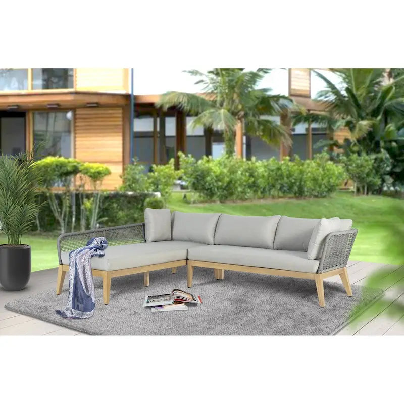 Divano componibile da esterni Cypress Teak Wood 2 pezzi con chaise longue a sinistra
