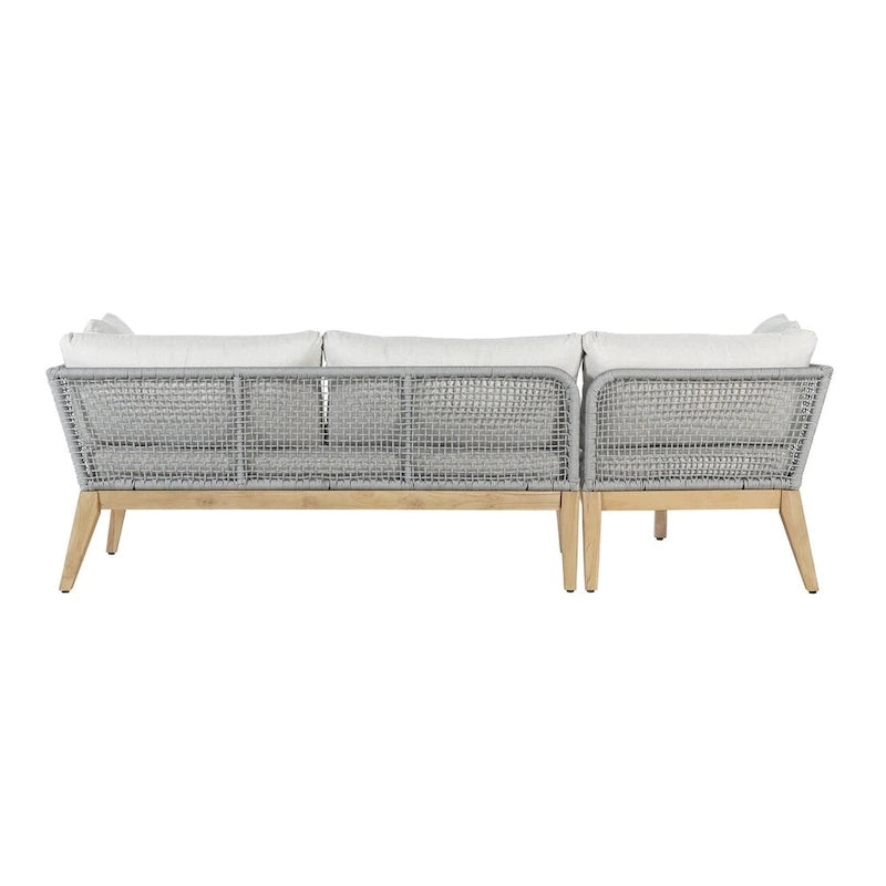 Divano componibile da esterni Cypress Teak Wood 2 pezzi con chaise longue a sinistra