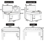 Set divano sezionale da esterno in legno da 5 pezzi per patio con cuscini