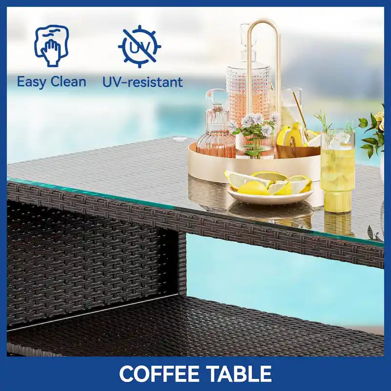 Moasis - Divanetto da conversazione a 4 pezzi in rattan per tutte le stagioni, per giardino - 4 pz.