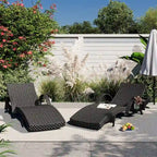 Outdoor Wicker Chaise Pull-out Lounge Chairs (Set of 2)