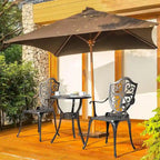 Set da Giardino da Esterno in Alluminio Fuso con Tavolo con Foro per Ombrellone