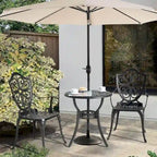 Set da Giardino da Esterno in Alluminio Fuso con Tavolo con Foro per Ombrellone