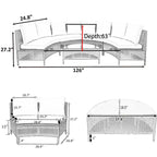 Set Divano Semicircolare in Rattan PE Intrecciato da Esterno, 5 Pezzi