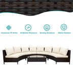 Set Divano Semicircolare in Rattan PE Intrecciato da Esterno, 5 Pezzi