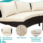 Set Divano Semicircolare in Rattan PE Intrecciato da Esterno, 5 Pezzi