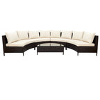 Set Divano Semicircolare in Rattan PE Intrecciato da Esterno, 5 Pezzi