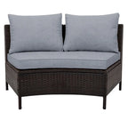 Set Divano Semicircolare in Rattan PE Intrecciato da Esterno, 5 Pezzi