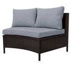 Set Divano Semicircolare in Rattan PE Intrecciato da Esterno, 5 Pezzi