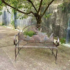 Round Top Iron Garden Bench with Caribou Backrest Selkirk - 43.7 L x 20.47 W x 37.4 H