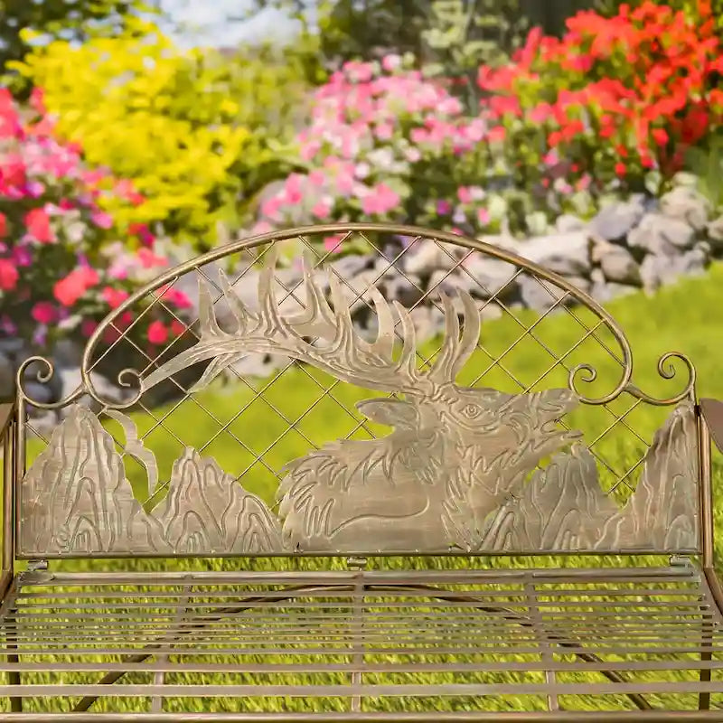 Panchina da giardino in ferro Round Top con schienale a caribù Selkirk - 43,7 L x 20,47 P x 37,4 H