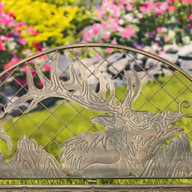 Panchina da giardino in ferro Round Top con schienale a caribù Selkirk - 43,7 L x 20,47 P x 37,4 H