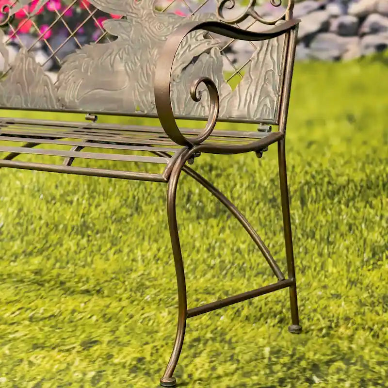 Panchina da giardino in ferro Round Top con schienale a caribù Selkirk - 43,7 L x 20,47 P x 37,4 H