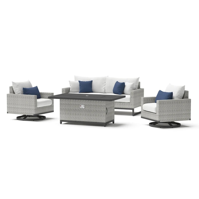 Set Milo Grey 4 pezzi Sunbrella per esterni con movimento e fuoco