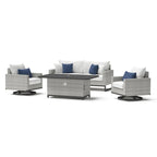 Set Milo Grey 4 pezzi Sunbrella per esterni con movimento e fuoco