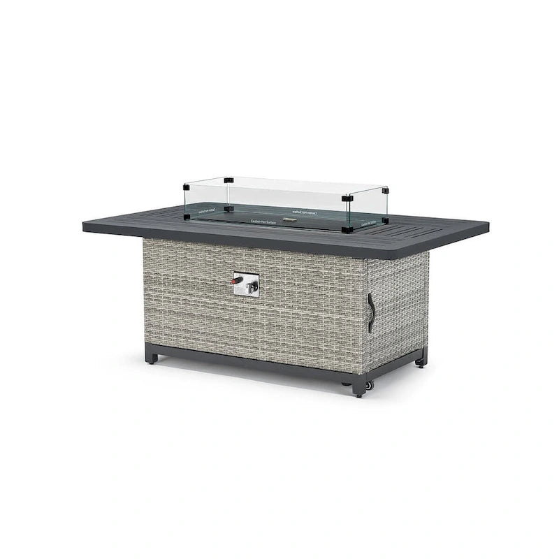 Set Milo Grey 4 pezzi Sunbrella per esterni con movimento e fuoco