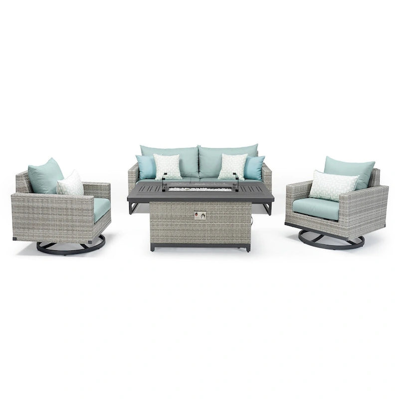 Set Milo Grey 4 pezzi Sunbrella per esterni con movimento e fuoco