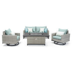 Set Milo Grey 4 pezzi Sunbrella per esterni con movimento e fuoco