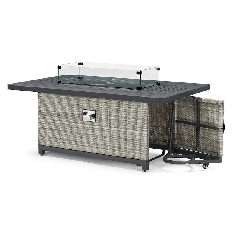 Set Milo Grey 4 pezzi Sunbrella per esterni con movimento e fuoco