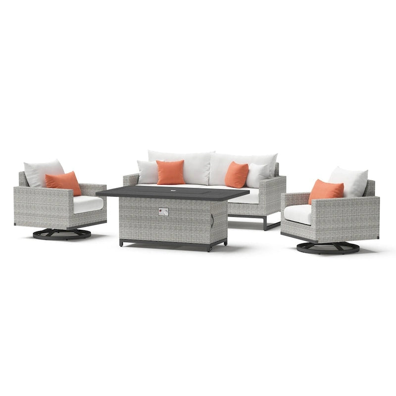 Set Milo Grey 4 pezzi Sunbrella per esterni con movimento e fuoco